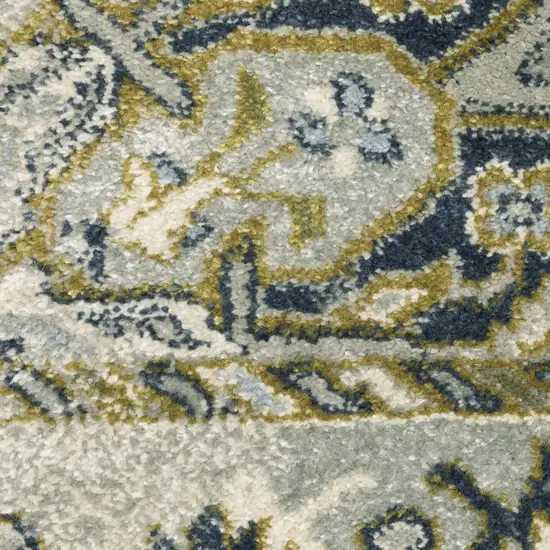 Ivory And Blue Oriental Distressed Area Rug Photo 8