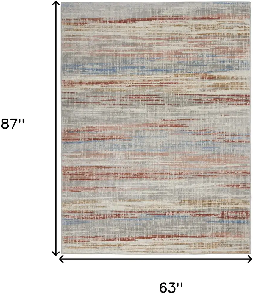 Ivory Blue and Brown Abstract Non Skid Area Rug Photo 3