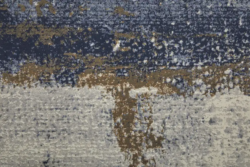 Ivory Blue and Brown Abstract Power Loom Area Rug Photo 8