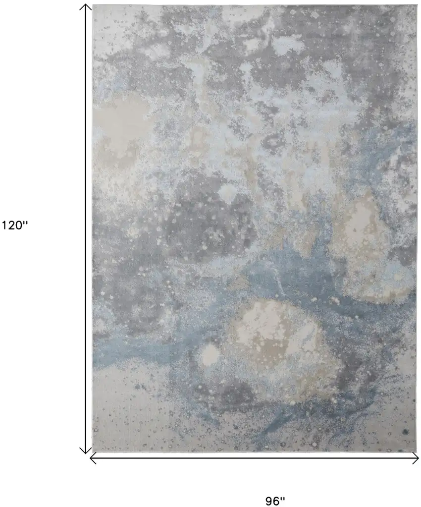 Ivory Blue and Gray Abstract Area Rug Photo 3