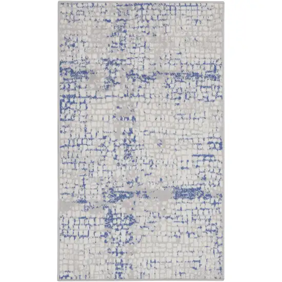 Ivory Blue and Gray Abstract Area Rug Photo 1