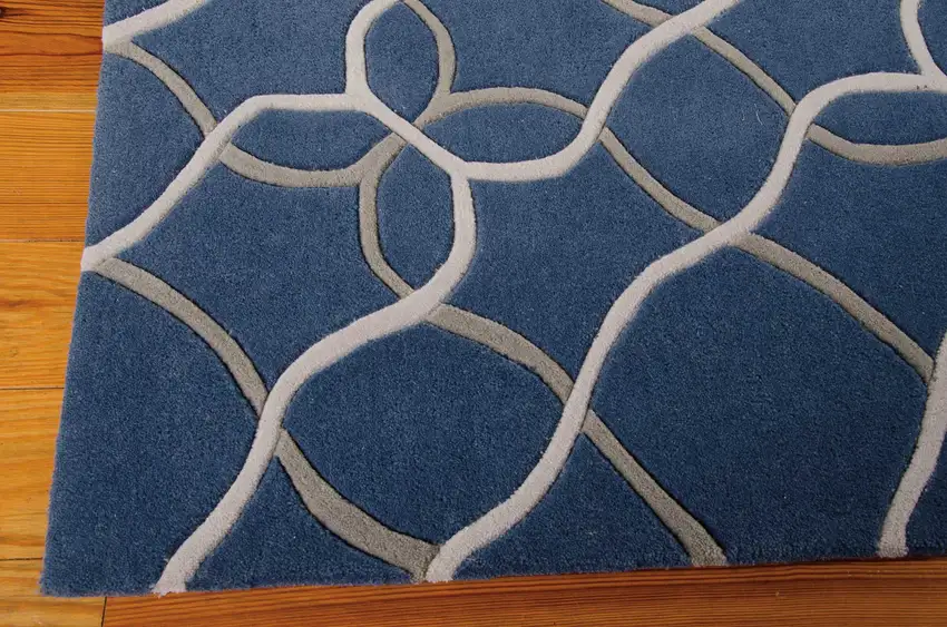 Ivory Blue and Gray Abstract Area Rug Photo 9