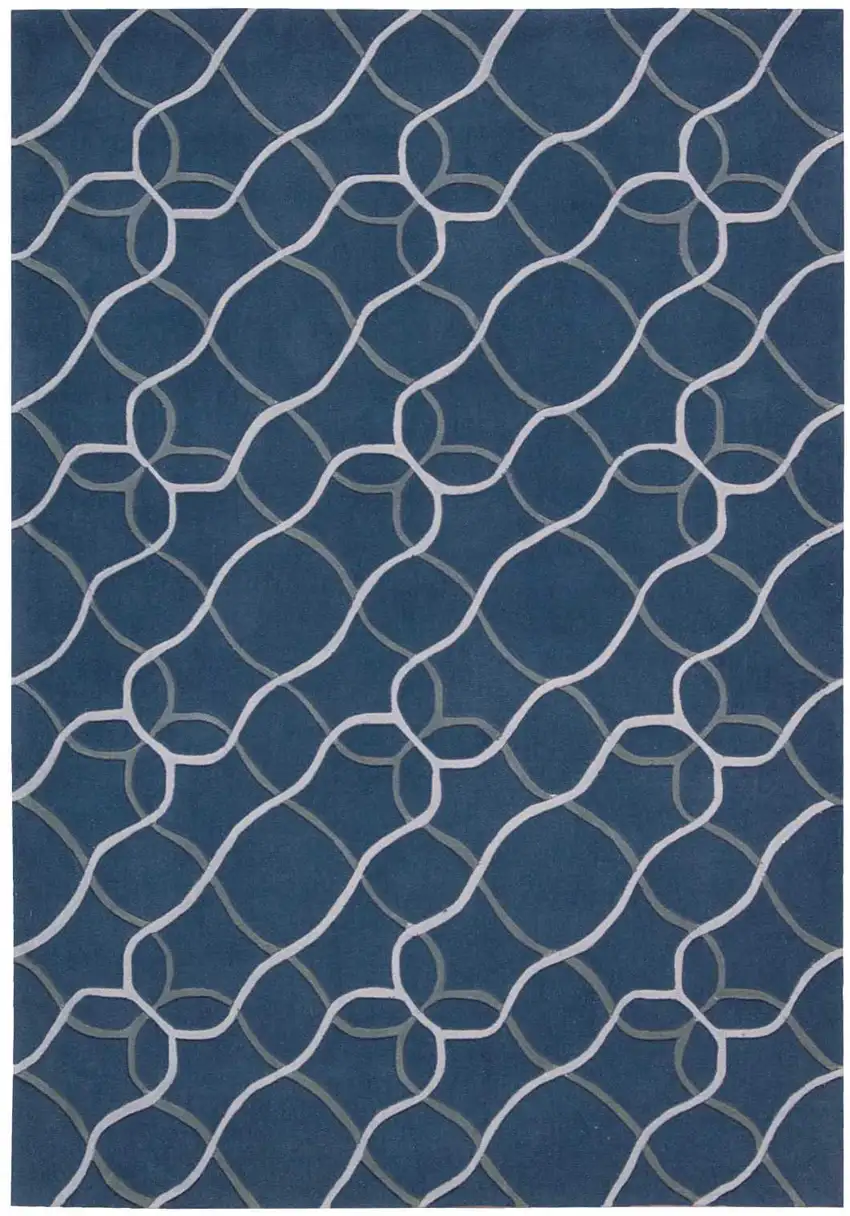 Ivory Blue and Gray Abstract Area Rug Photo 3