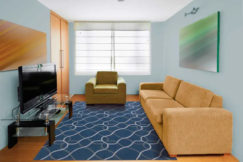 Ivory Blue and Gray Abstract Area Rug Photo 5