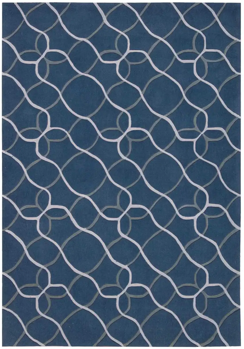 Ivory Blue and Gray Abstract Area Rug Photo 2