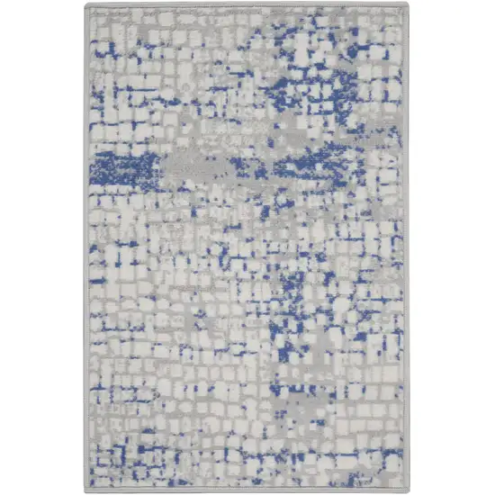 Ivory Blue and Gray Abstract Area Rug Photo 6
