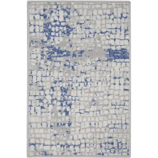 Ivory Blue and Gray Abstract Area Rug Photo 1