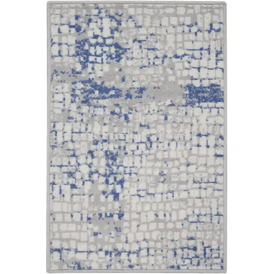 Ivory Blue and Gray Abstract Area Rug Photo 2
