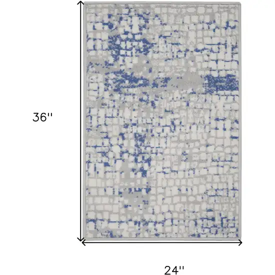 Ivory Blue and Gray Abstract Area Rug Photo 3
