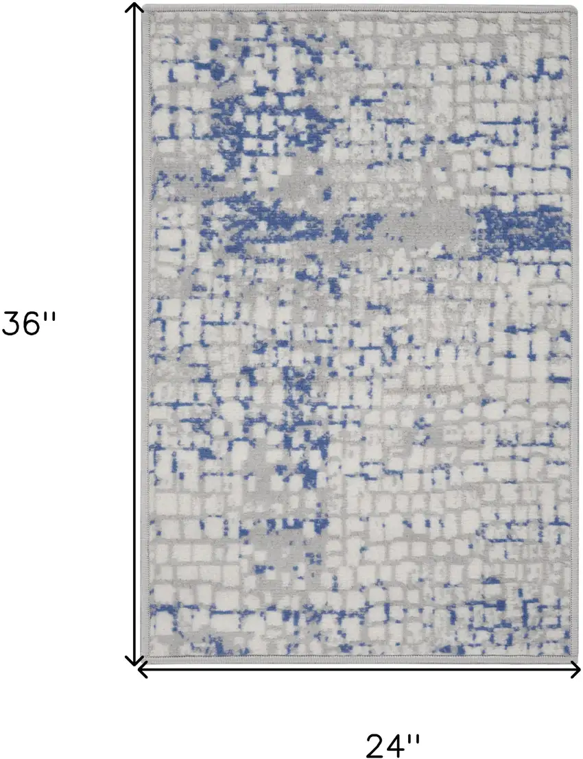 Ivory Blue and Gray Abstract Area Rug Photo 3