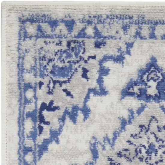 Ivory Blue and Gray Abstract Distressed Non Skid Area Rug Photo 1