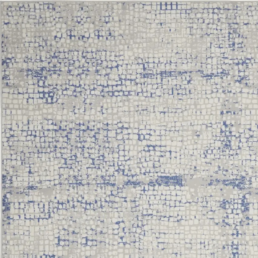 Ivory Blue and Gray Abstract Distressed Non Skid Area Rug Photo 6