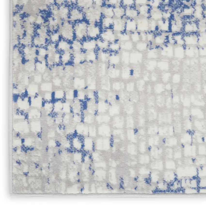 Ivory Blue and Gray Abstract Distressed Non Skid Area Rug Photo 8