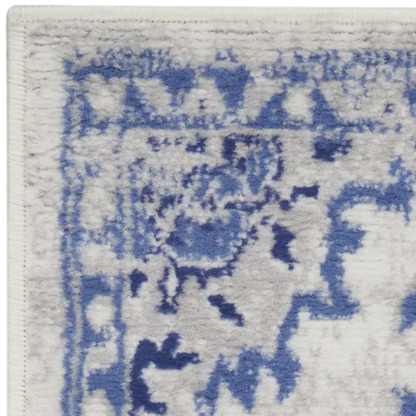 Ivory Blue and Gray Abstract Distressed Non Skid Area Rug Photo 6