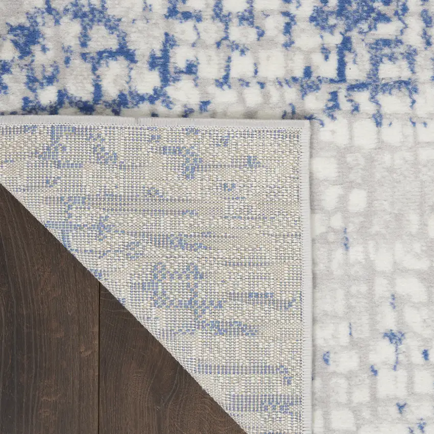 Ivory Blue and Gray Abstract Distressed Non Skid Area Rug Photo 9