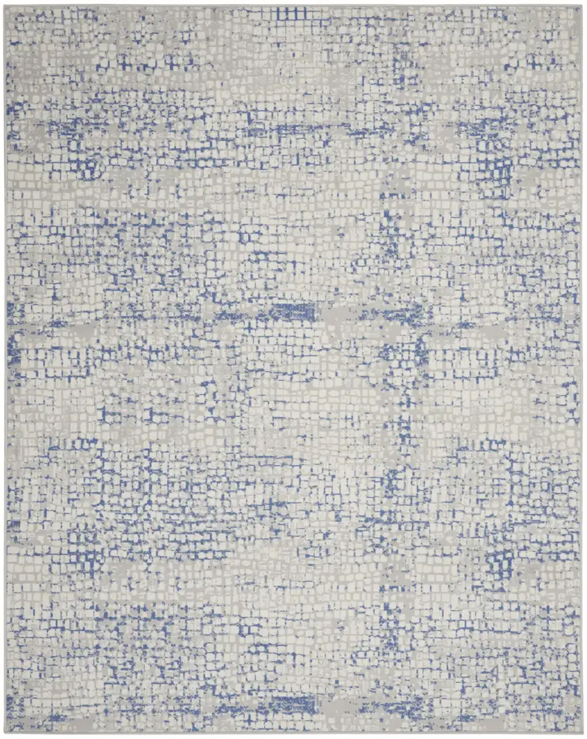 Ivory Blue and Gray Abstract Distressed Non Skid Area Rug Photo 8