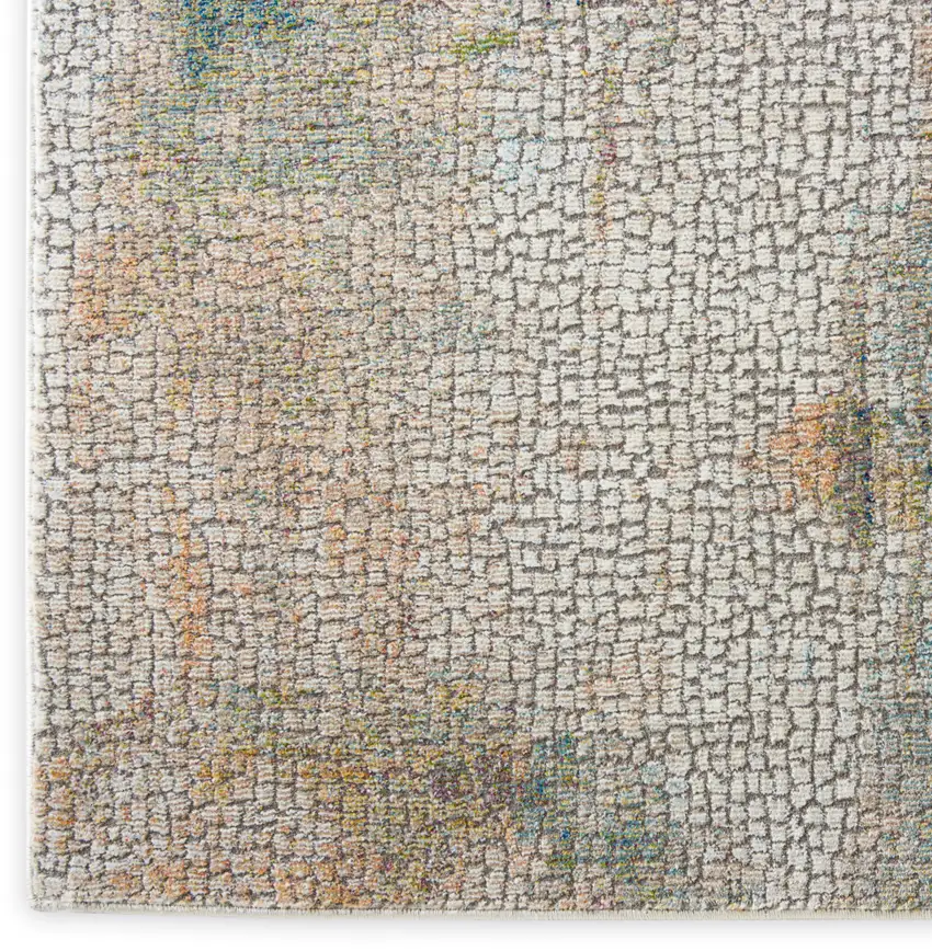 Ivory Blue and Gray Abstract Distressed Non Skid Area Rug Photo 7