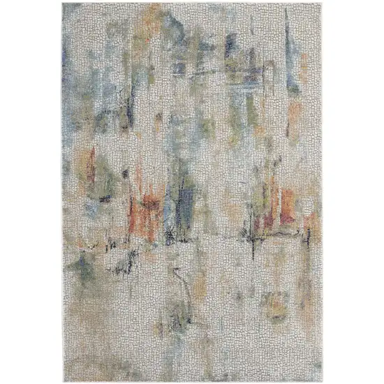 Ivory Blue and Gray Abstract Distressed Non Skid Area Rug Photo 1