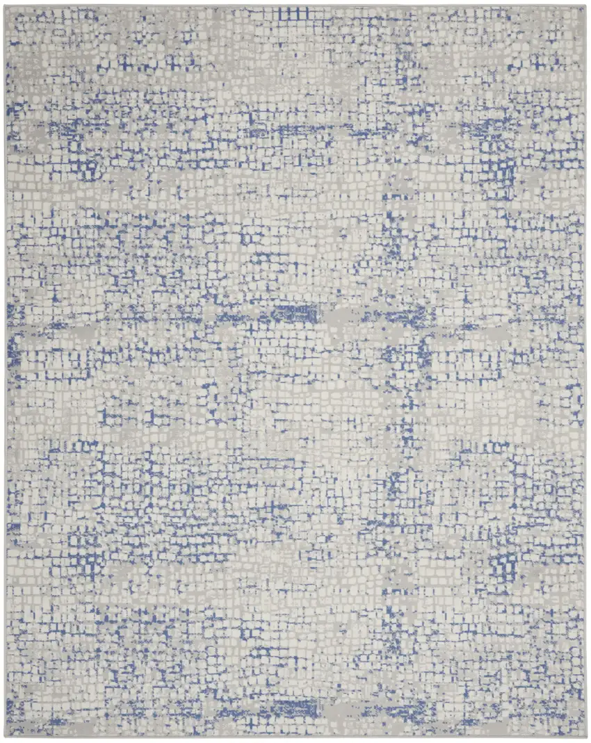 Ivory Blue and Gray Abstract Distressed Non Skid Area Rug Photo 2
