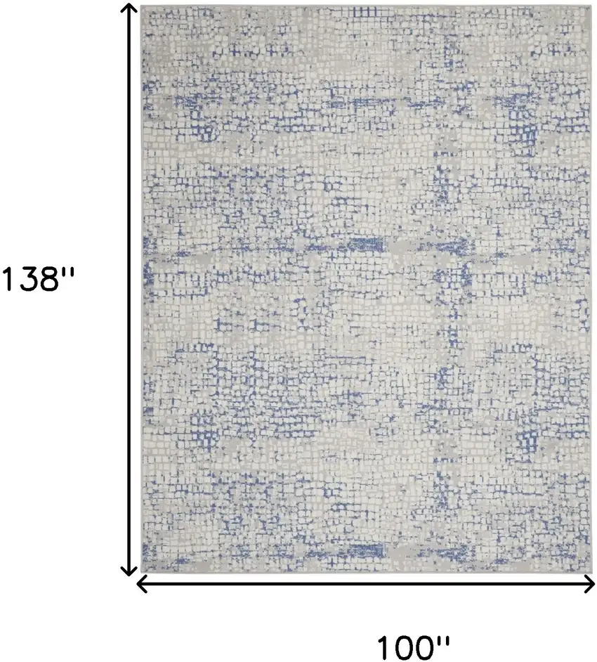 Ivory Blue and Gray Abstract Distressed Non Skid Area Rug Photo 3