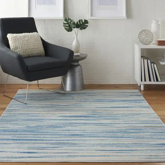 Ivory Blue and Gray Abstract Non Skid Area Rug Photo 4