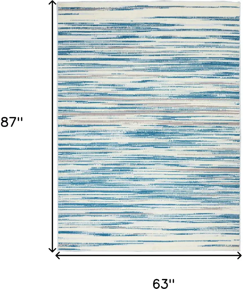 Ivory Blue and Gray Abstract Non Skid Area Rug Photo 3