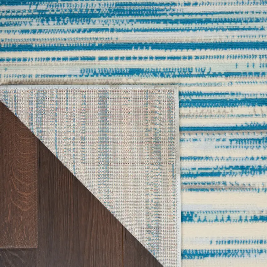 Ivory Blue and Gray Abstract Non Skid Area Rug Photo 8