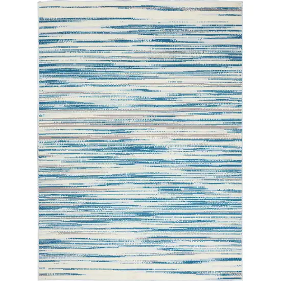 Ivory Blue and Gray Abstract Non Skid Area Rug Photo 5