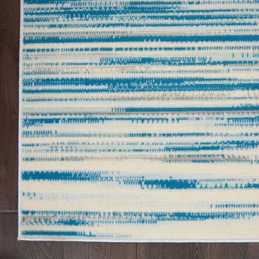 Ivory Blue and Gray Abstract Non Skid Area Rug Photo 4