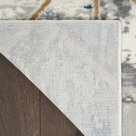 Ivory Blue and Gray Abstract Non Skid Area Rug Photo 7