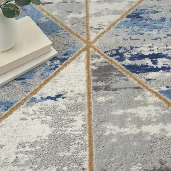 Ivory Blue and Gray Abstract Non Skid Area Rug Photo 5