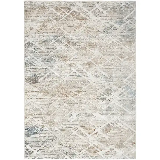 Ivory Blue and Gray Abstract Non Skid Area Rug Photo 8