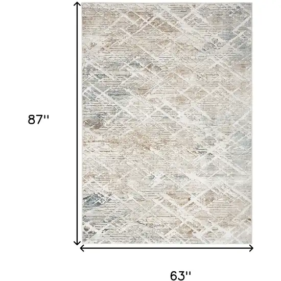 Ivory Blue and Gray Abstract Non Skid Area Rug Photo 3