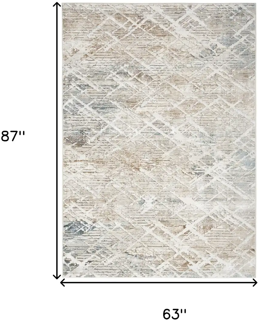 Ivory Blue and Gray Abstract Non Skid Area Rug Photo 3