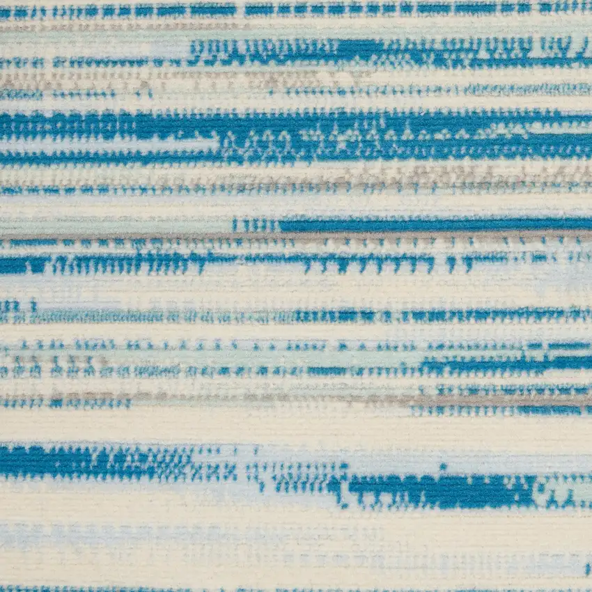 Ivory Blue and Gray Abstract Non Skid Area Rug Photo 4