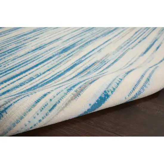 Ivory Blue and Gray Abstract Non Skid Area Rug Photo 8