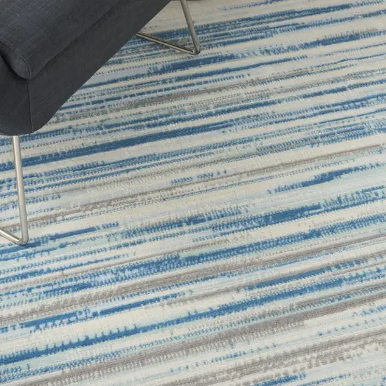 Ivory Blue and Gray Abstract Non Skid Area Rug Photo 6