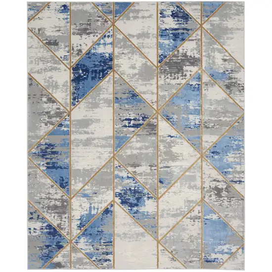 Ivory Blue and Gray Abstract Non Skid Area Rug Photo 9