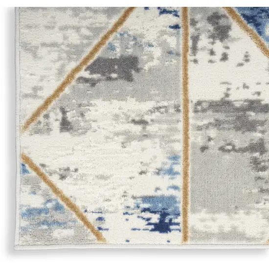 Ivory Blue and Gray Abstract Non Skid Area Rug Photo 7