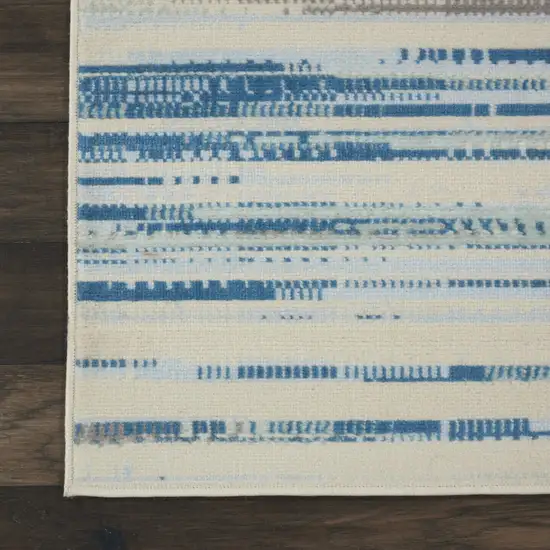 Ivory Blue and Gray Abstract Non Skid Area Rug Photo 9