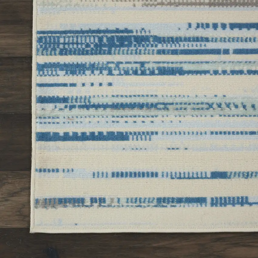 Ivory Blue and Gray Abstract Non Skid Area Rug Photo 9