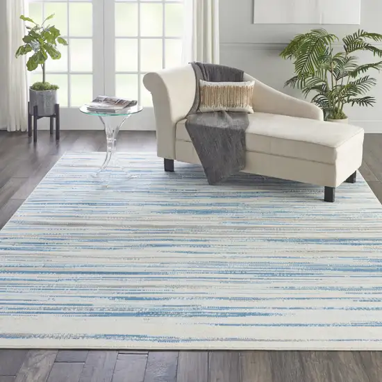 Ivory Blue and Gray Abstract Non Skid Area Rug Photo 4