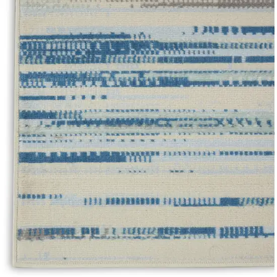 Ivory Blue and Gray Abstract Non Skid Area Rug Photo 9