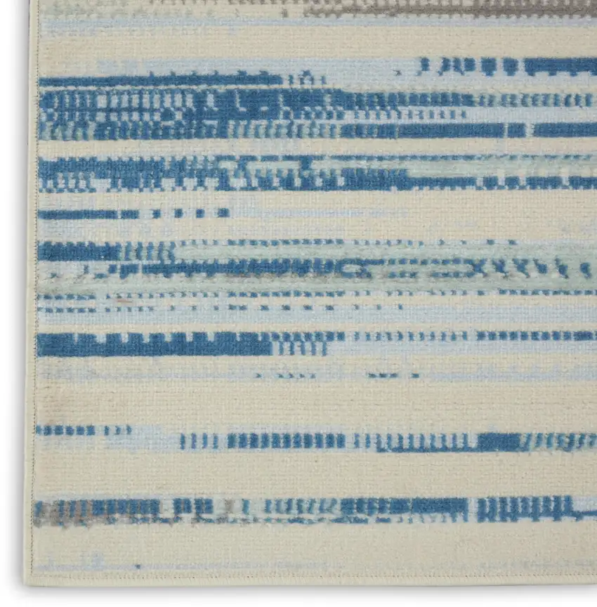 Ivory Blue and Gray Abstract Non Skid Area Rug Photo 9