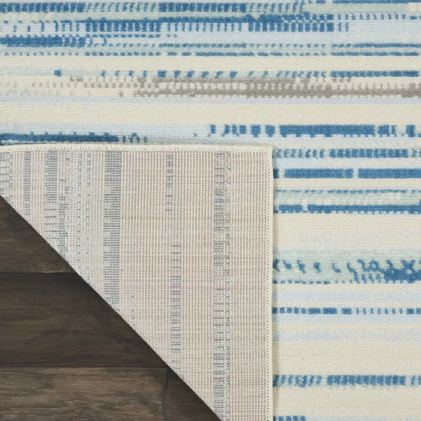 Ivory Blue and Gray Abstract Non Skid Area Rug Photo 8