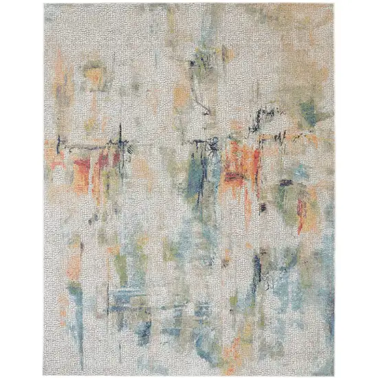 Ivory Blue and Gray Abstract Non Skid Area Rug Photo 2