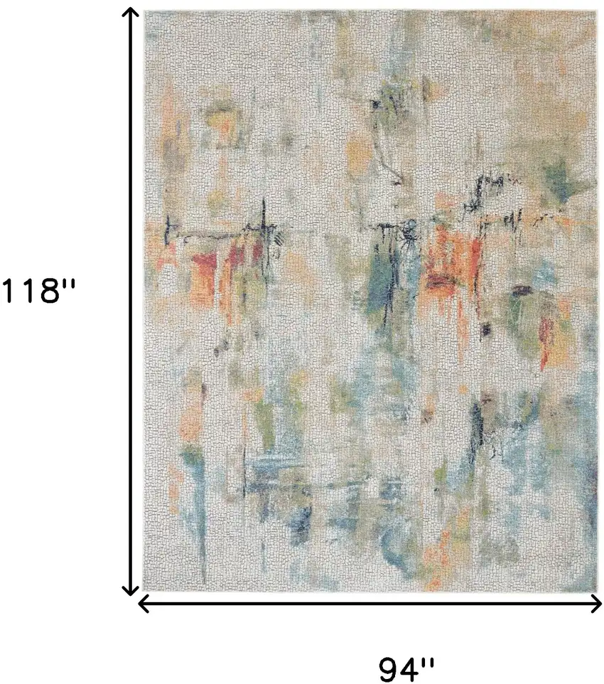 Ivory Blue and Gray Abstract Non Skid Area Rug Photo 3
