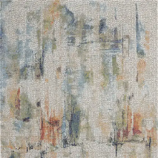 Ivory Blue and Gray Abstract Non Skid Area Rug Photo 8