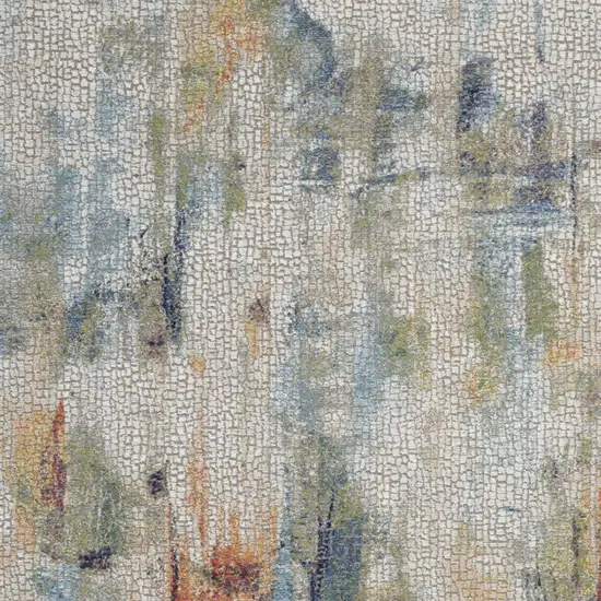 Ivory Blue and Gray Abstract Non Skid Area Rug Photo 7