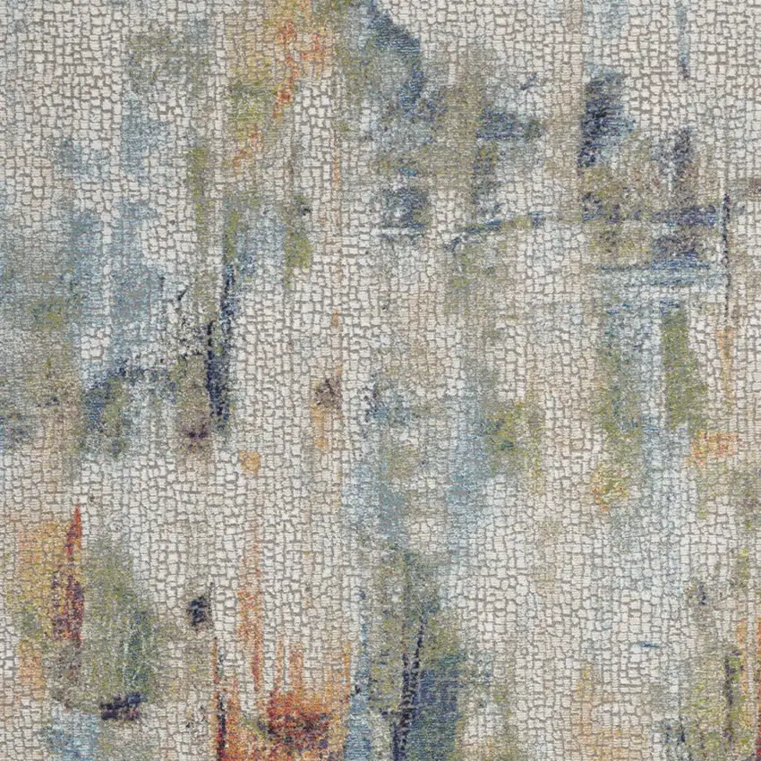 Ivory Blue and Gray Abstract Non Skid Area Rug Photo 7